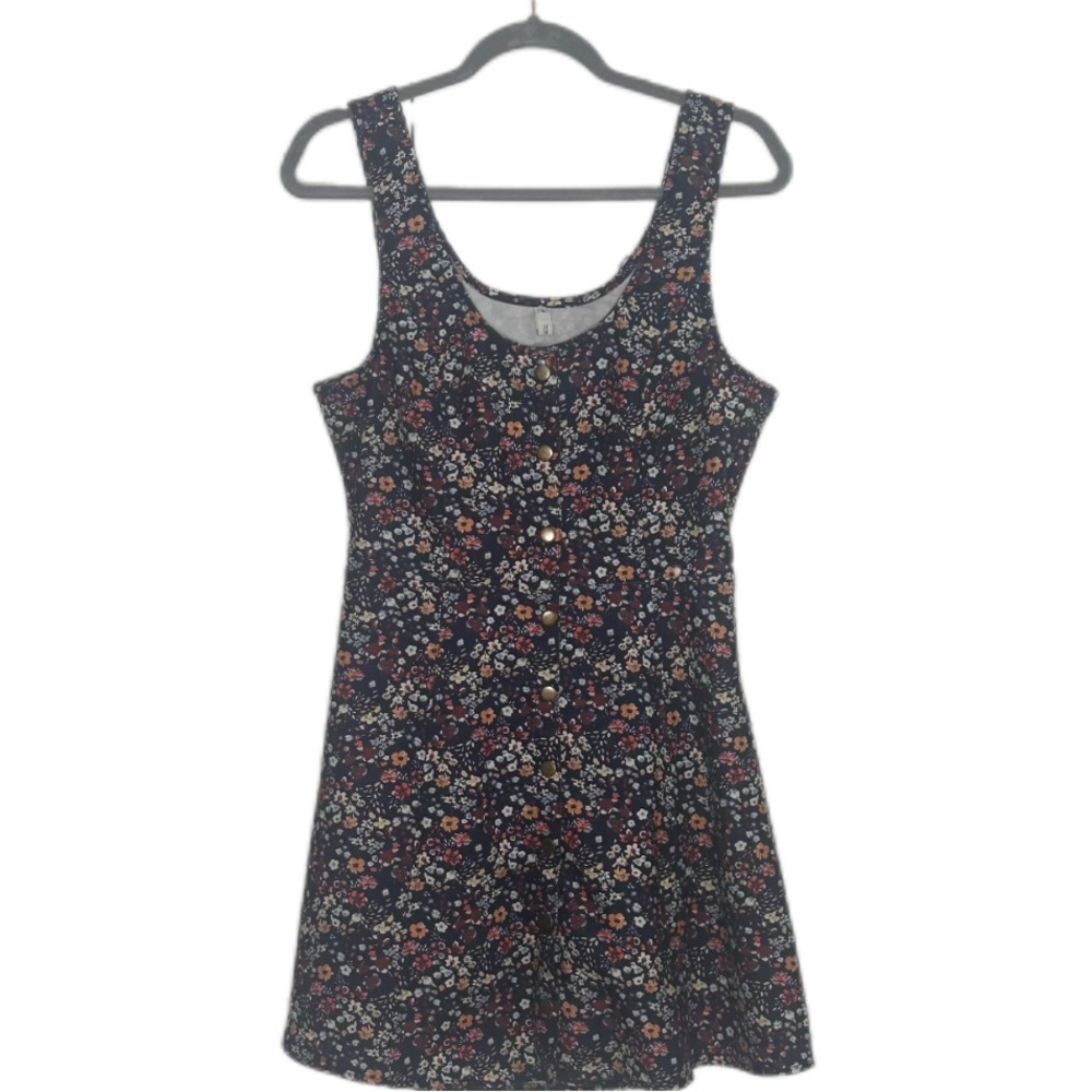 70/21 floral Sleeveless Scoop Neck back cutout snap close Mini Sundress size L